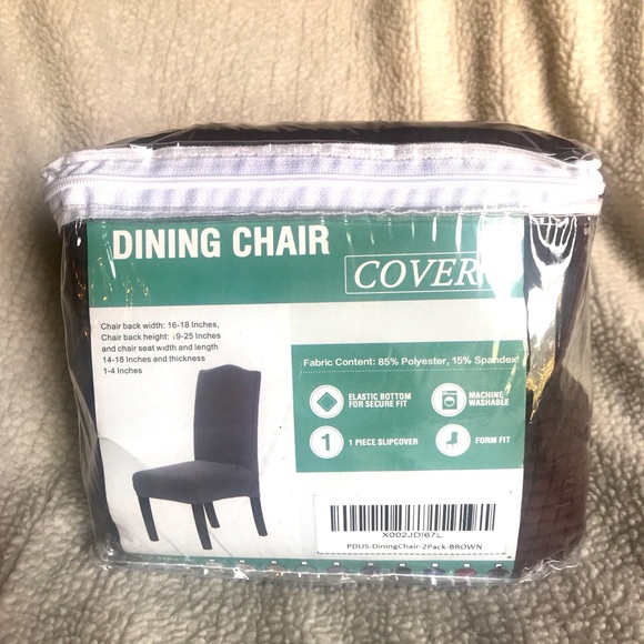 2pk Dining Chair 1 pcs Slip Covers, Brown/Chocolate - Picture 1 of 6